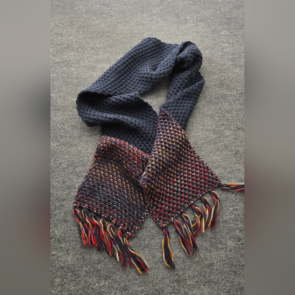 Save the Ocean Fringed Chunky Knit‎ Scarf Multi Color Space Dye O/S